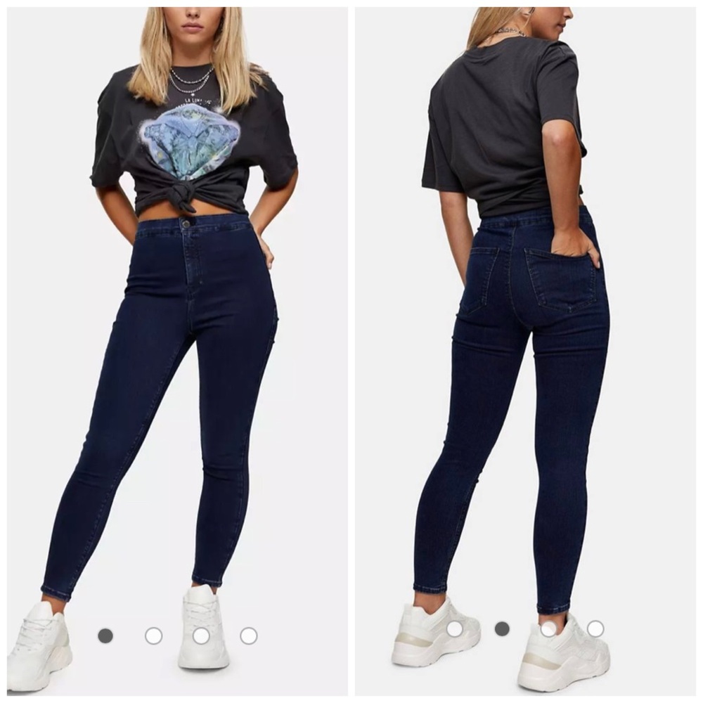 NWOT Topshop Joni High Rise Super Skinny Denim Indigo Blue Jeans Jegging US 10